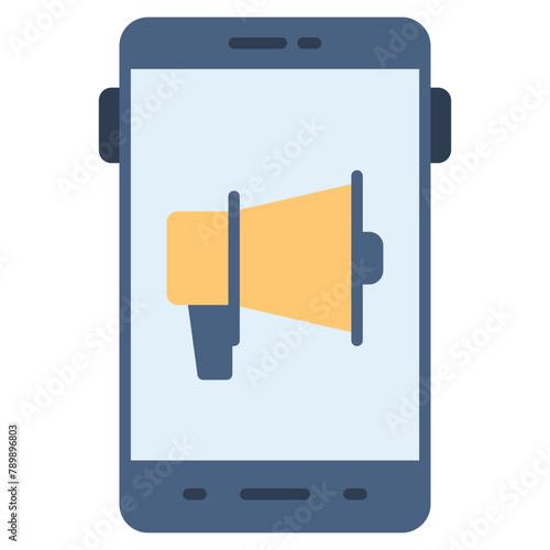 smart phone and marketing icon flat style. perfect to logo, presentation template, website, application, and more product. vector icon design color style photo