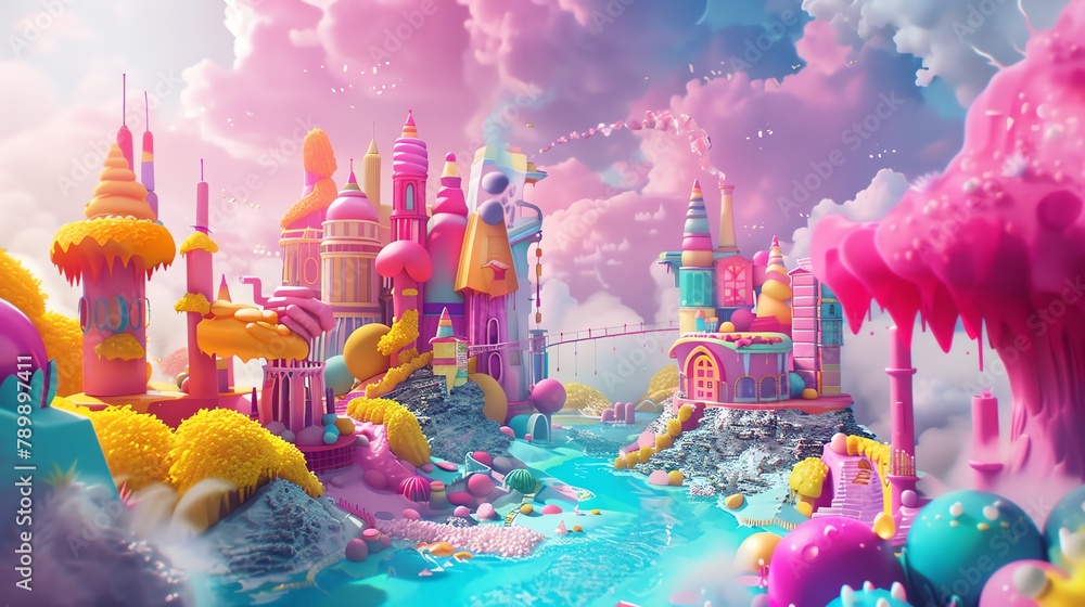 Obraz premium water color, cartoon, animation 3D, vibrant