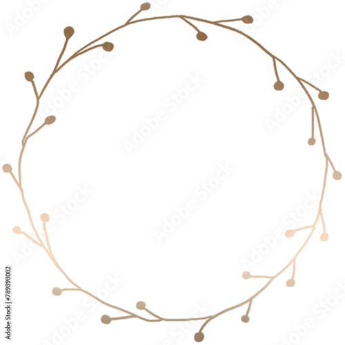 Doodle round floral wreath frame transparent png