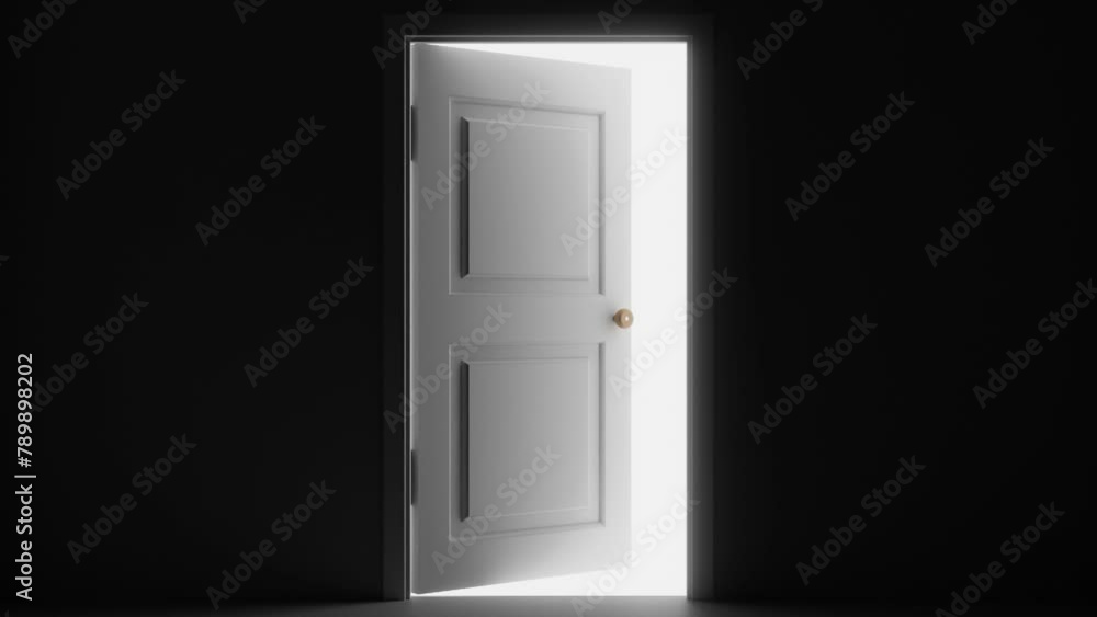 Bright light comes through the slightly open door. Bright light comes through the slightly open door.