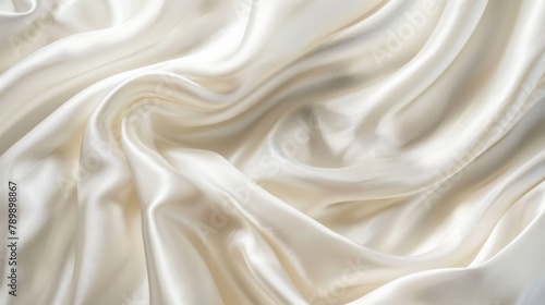 Cream white silk forming soft waves, styled in high definition to portray a serene and premium quality.