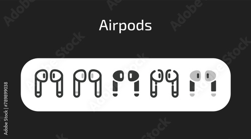 Airpods icons in 5 different styles as vector