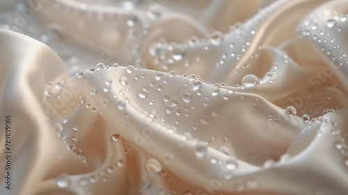 Cream white silk forming soft waves, styled in high definition to portray a serene and premium quality.