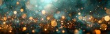 New Year's Eve Party Background with Gold Fireworks and Bokeh Lights on Dark Green Texture - Sylvester Silvester Panorama Illustration