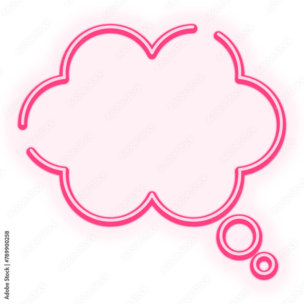 Neon lights thought bubble design element transparent png