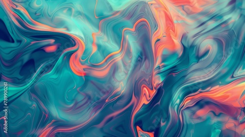 Abstract background. Colorful twisted shapes in motion. Digital art for posters, flyers, banner backgrounds, and design elements. Soft textures on an teal and blue color background.