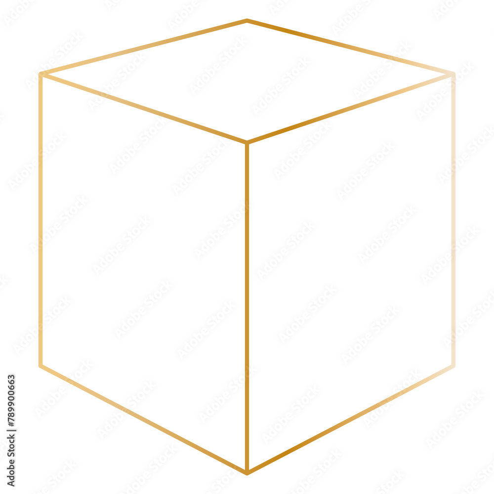 Minimal gold cube shape transparent png Minimal gold cube shape transparent png