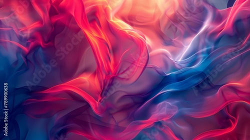 Abstract background. Colorful twisted shapes in motion. Digital art for posters, flyers, banner backgrounds, and design elements. Soft textures on an red and blue color background.