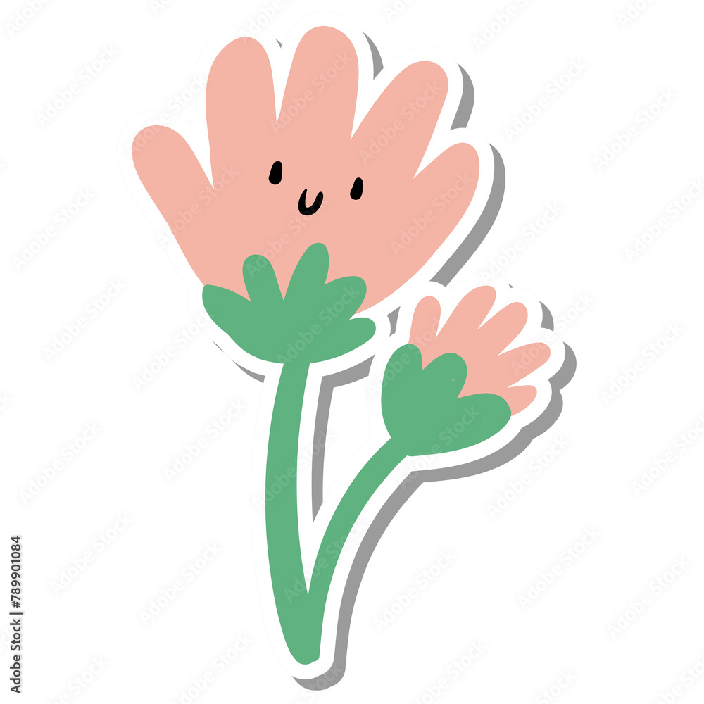 Fototapeta premium Cute smiling pink flower design element