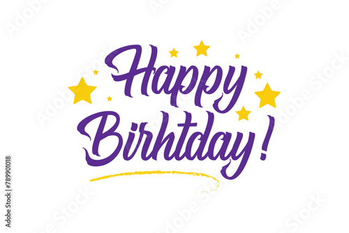 Canvas Print Happy Birthday lettering text banner, Vector illustration.