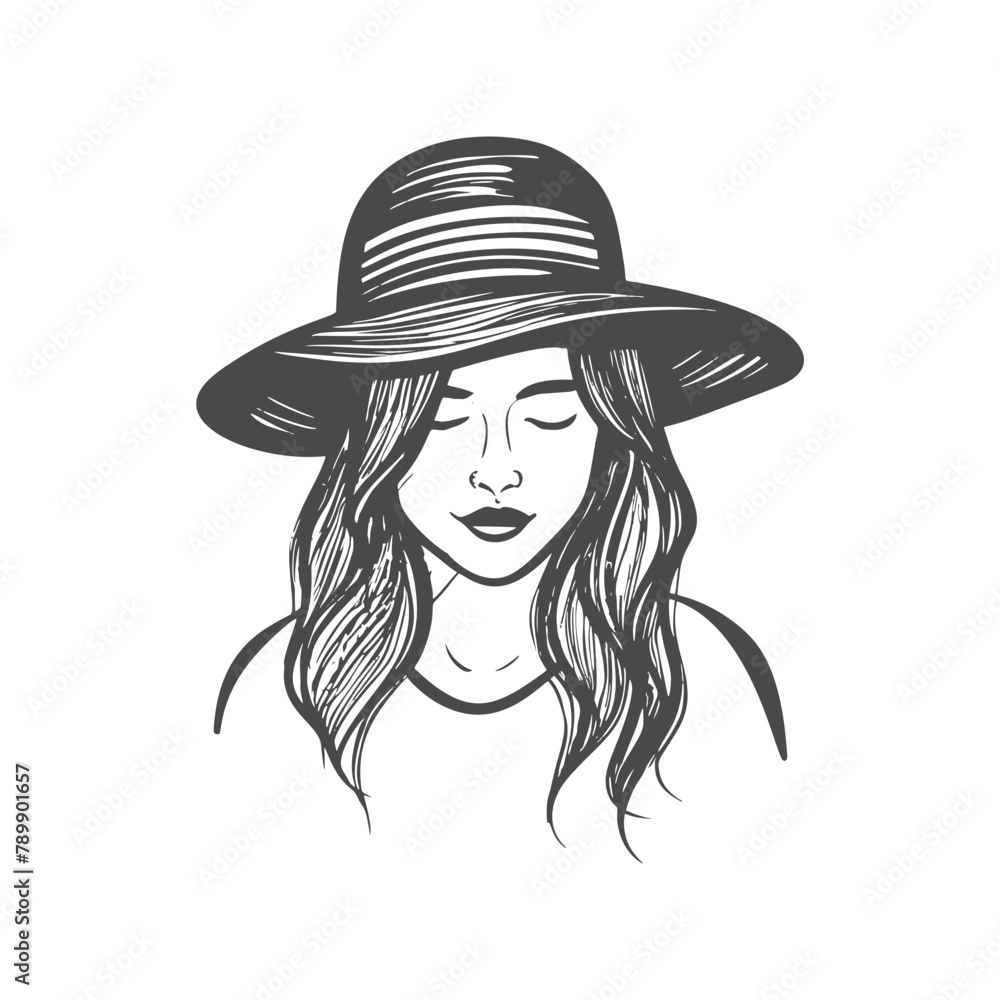 Vector Illustration of a woman with lines drawing for logo,icon, black and white Vector Illustration of a woman with lines drawing for logo,icon, black and white