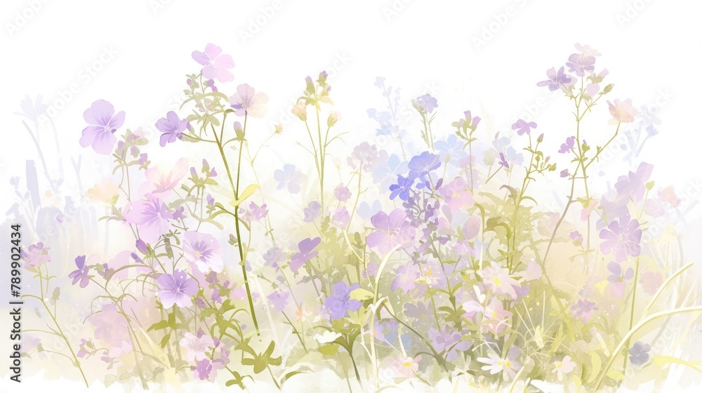 A charming hand drawn illustration showcasing the beauty of delicate moss phlox