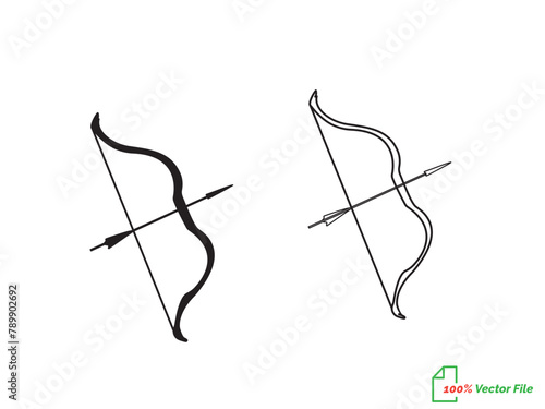 Single continuous line drawing of young professional archer woman focus aiming archery target. Archery sport exercise with the bow concept. Trendy one line draw design graphic vector illustration