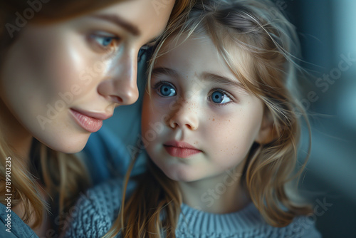 Woman and Little Girl Posed for Picture