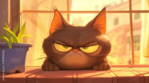 Marvin the cartoon cat is one grumpy pet who needs a visit to the veterinarian photo