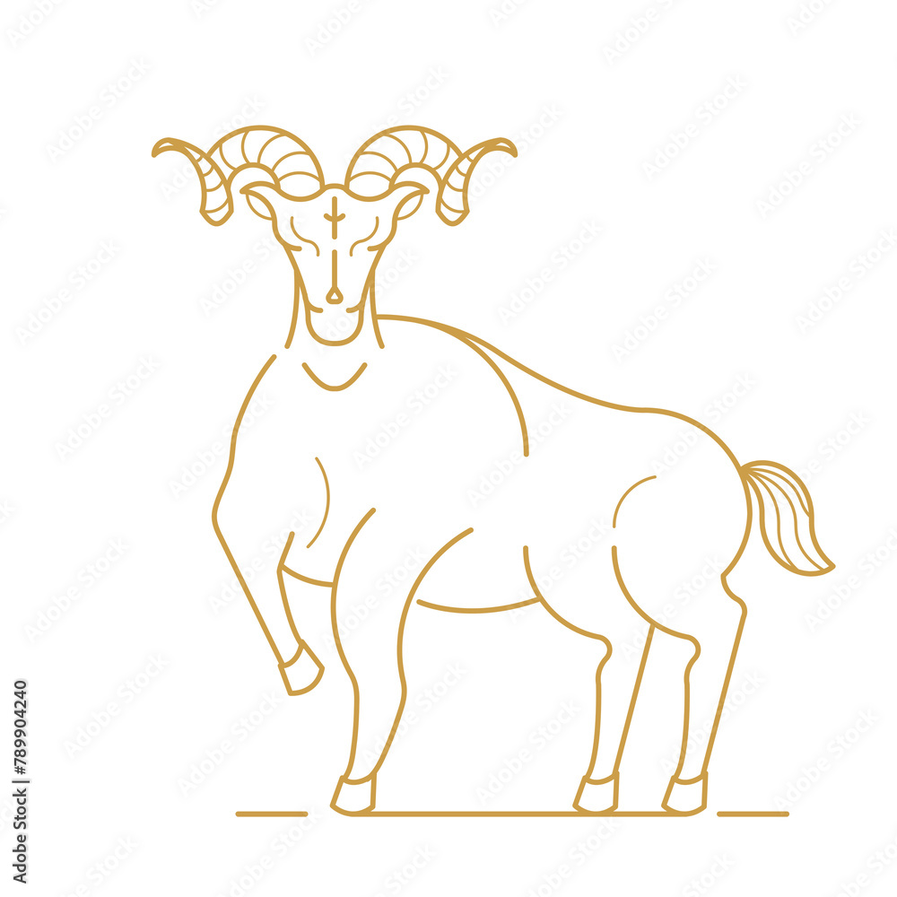 Fototapeta premium Gold Aries astrological sign design element