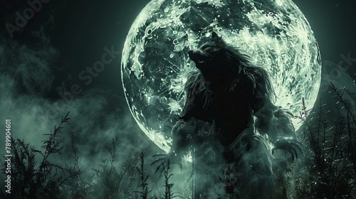 werewolf against the background of the moon
