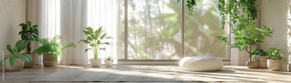 Serene minimalist interior with plants and natural light Serene minimalist interior with plants and natural light