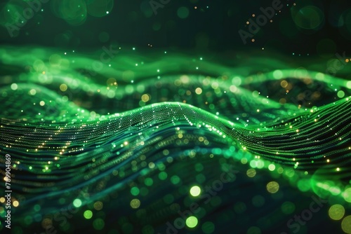 futuristic green data lines