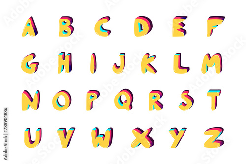 A-Z bold funky font png alphabet typography set