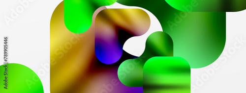A vibrant and colorful macro photograph of a green and purple circle on a white background resembling a sweet toy with a petal pattern and hints of electric blue and magenta