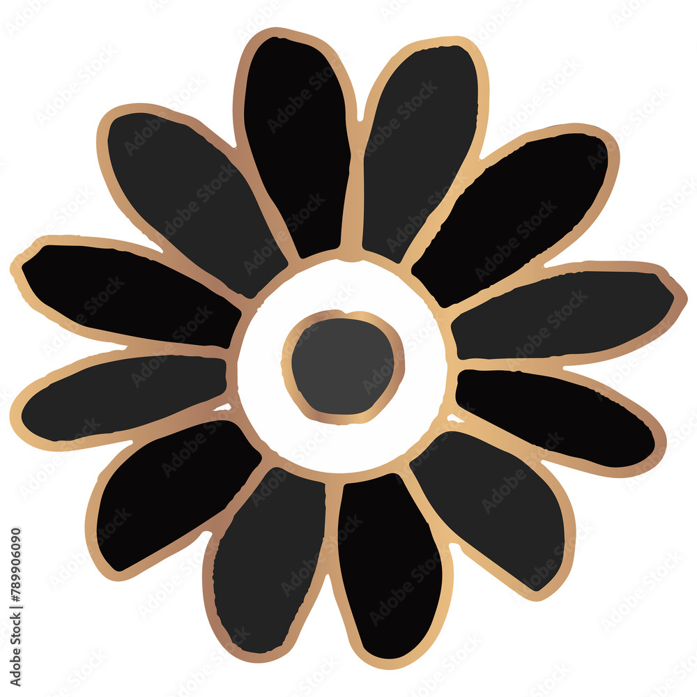 Obraz premium Black Mandala oriental symbol png sticker hand drawn