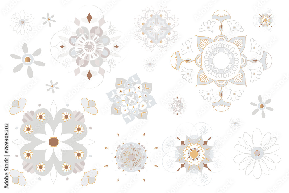 Indian Mandala pattern png sticker floral symbol collection Indian Mandala pattern png sticker floral symbol collection