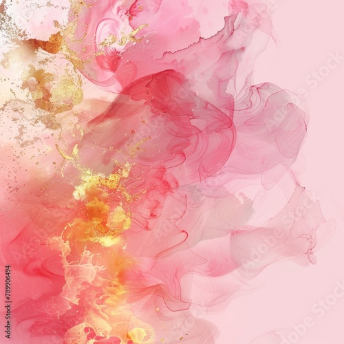 Pink and gold abstract painting.