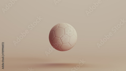 Football soccer ball sports game equipment neutral backgrounds soft tones beige brown 3d illustration render digital rendering