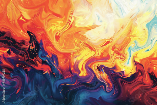 A vibrant digital painting portraying a stylized fire, with bold and swirling flames that convey a sense of movement and power on a neutral backdrop.