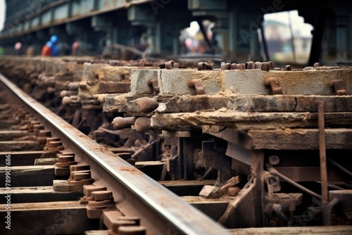 Platform Construction: Close-up of platform construction work.