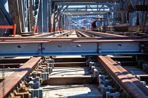 Platform Construction: Close-up of platform construction work.