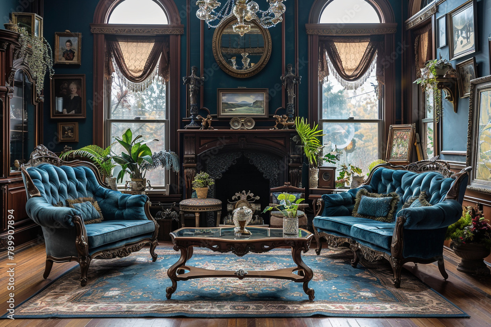 Victorian-inspired elegance with ornate details and antique finishes.