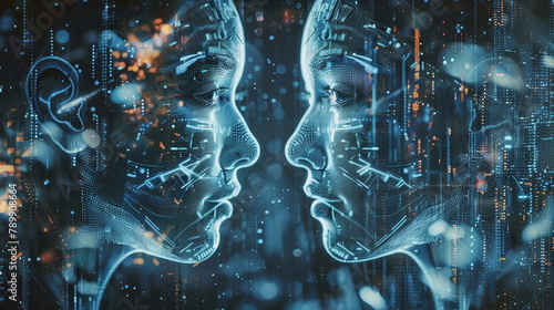 Symbol picture for artificial intelligence and digital twins