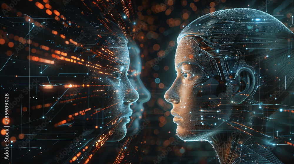 Symbol picture for artificial intelligence and digital twins Stock ...