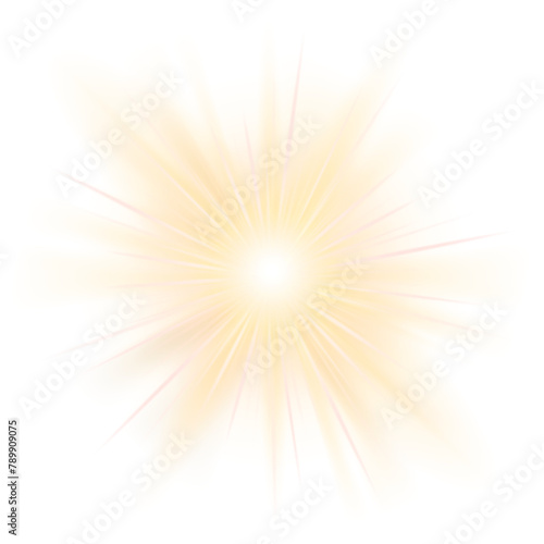 Png bright sunburst lens flare in yellow