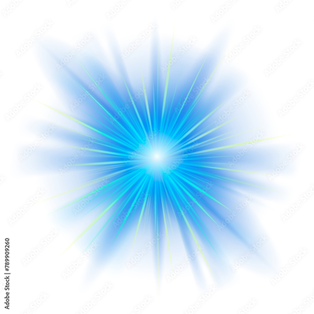 Obraz premium PNG blue sunburst transparent design element