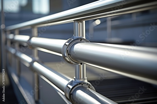 Handrail Installation: Close-up of handrail installation on platforms. © OhmArt