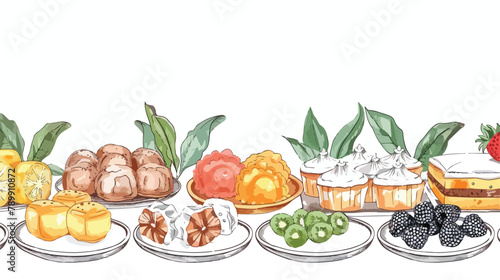Horizontal banner template with oriental sweets on pl