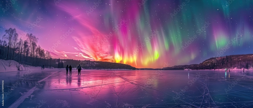 The sky is filled with colorful lights The sky is filled with colorful lights