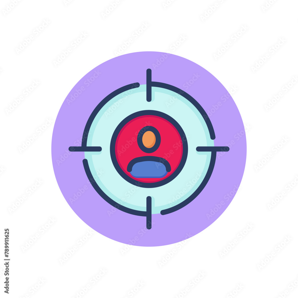 Head hunting line icon. Man in focus, target audience outline sign. Accuracy, staff recruitment, selection concept. Vector illustration symbol element for web design and apps