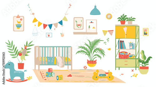 Interior of nursery or baby room full of furniture an © RedFish