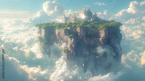  Generative AI the sky island cityscape floating above the clouds