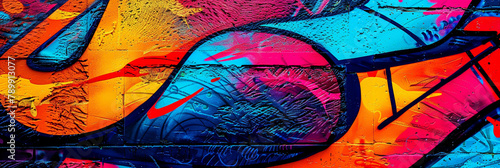 Vibrant graffiti wall displaying a multitude of colours adding a pop of creativity to the city escape photo
