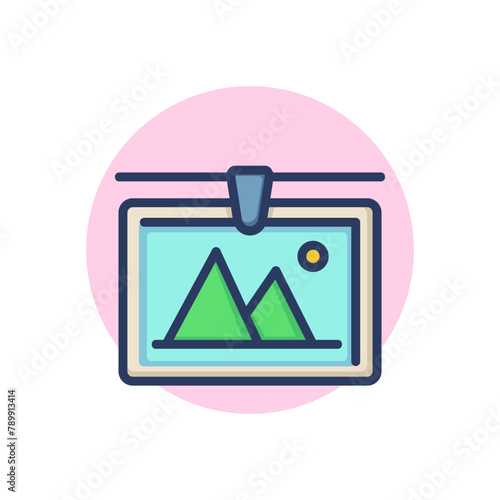 Photo gallery line icon. Image, picture, photo drying outline sign. Photography, technology, equipment concept. Vector illustration symbol element for web design and apps