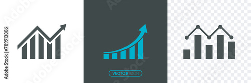 Growing graph icon set in flat style isolated on the white and transparent background.Growths chart,Growth success graph trending icon style.vector illustration.