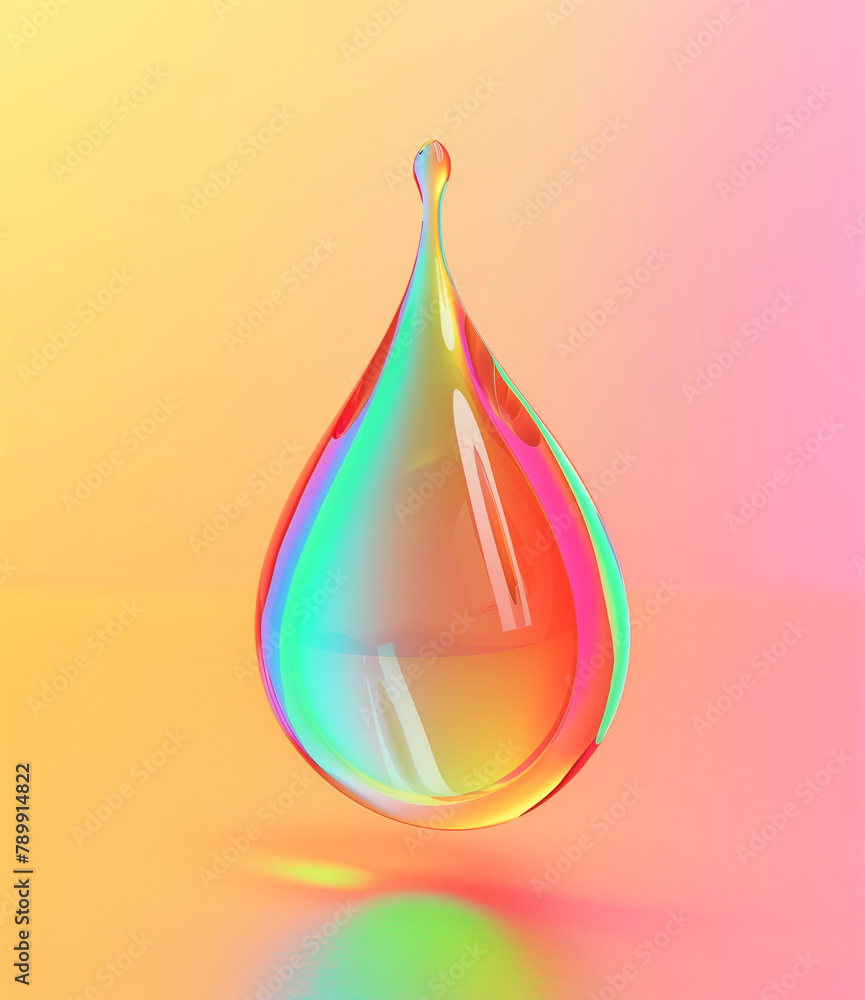 Serene Gradient Dewdrop Cradled in Holographic Bliss