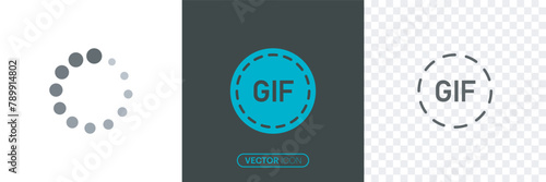  GIF Circle animation outline icon set. Simple gif icon on white and transparent background gif animation button icon for web and mobile design.