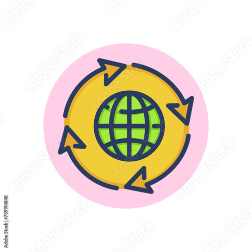 Worldwide circulation line icon. Globalization, shipping, arrow ioutline sign. Transportation and global industry concept. Vector illustration symbol element for web design and apps