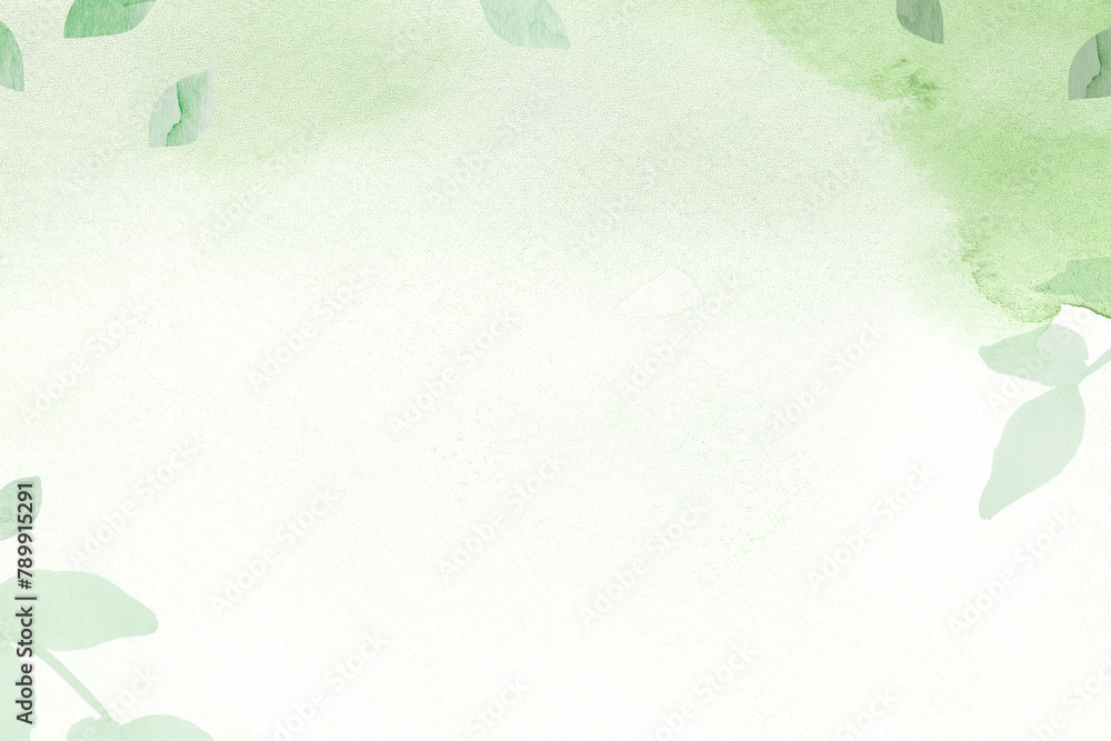 Png environment background with leaf border in watercolor illustration